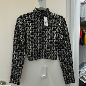 Pattern Crop Sweater- Size Large